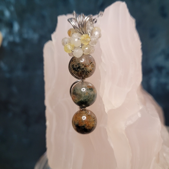 Jewelry - Garden Quartz Crystal Pendant | Handmade Wire Wrapped In Stainless Steel | Gift